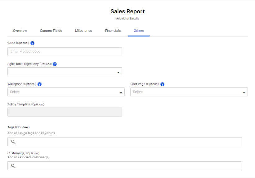 Create Product Additional Details Others